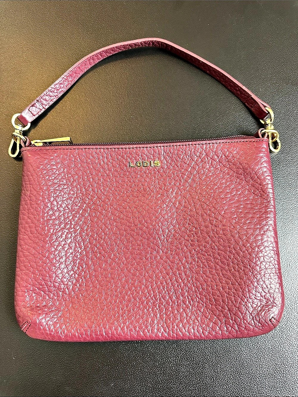 Lodis Leather Shoulder Bag Red Minimalist